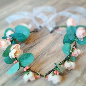 Boho Floral Wedding Flower Crown Bridesmaid Bridal Fairy Tiara Elven